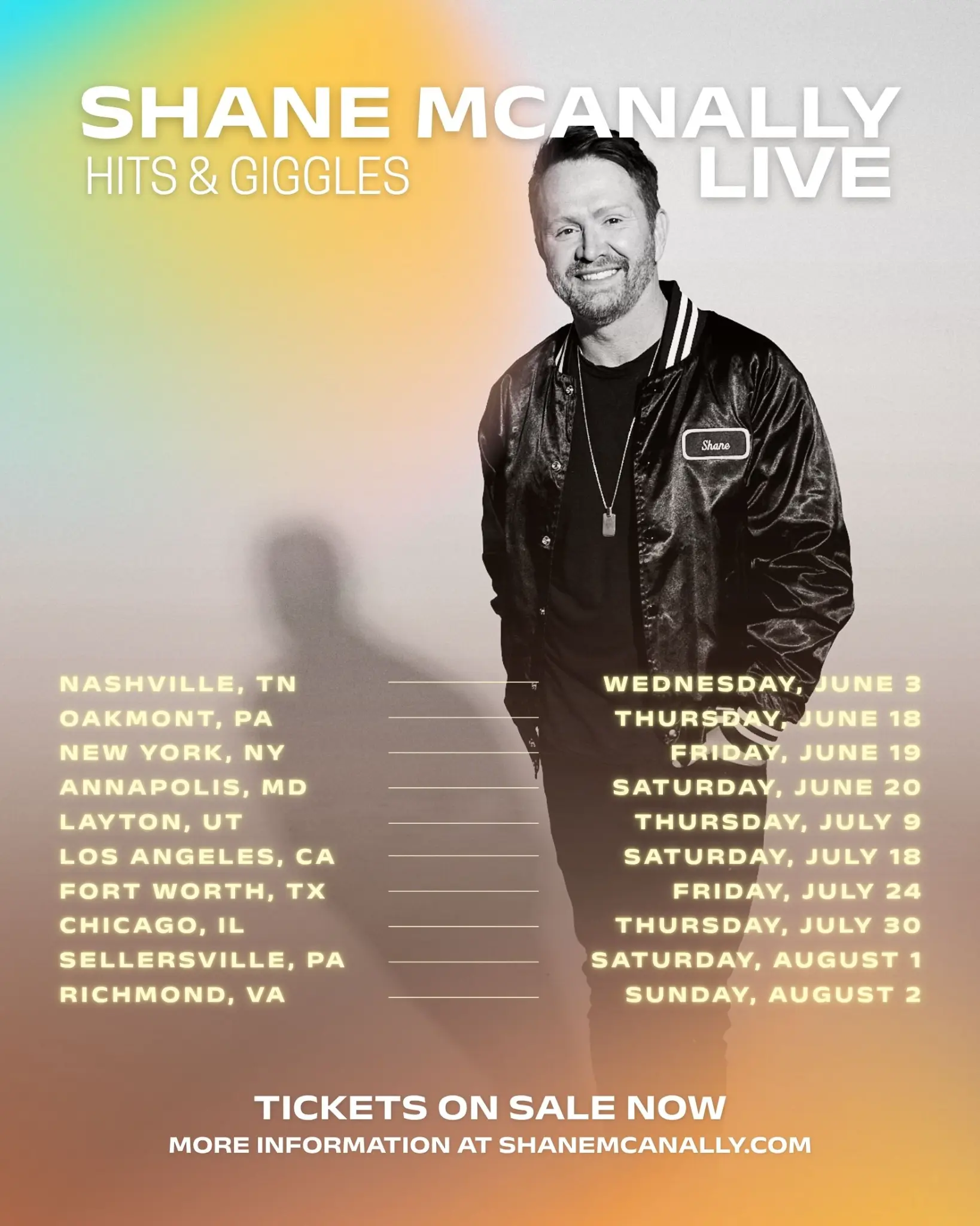 Shane McAnally Hits & Giggles tour dates poster
